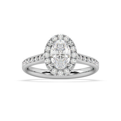 Carmen Halo Oval Cut Lab Grown Channel 18K Engagement Ring