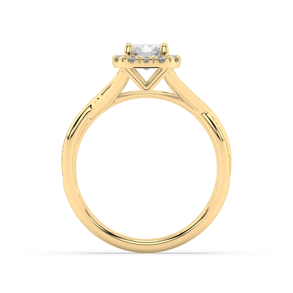 Halo Radiant Cut Lab Grown Channel 18K Engagement Ring