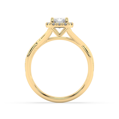 Halo Radiant Cut Lab Grown Channel 18K Engagement Ring