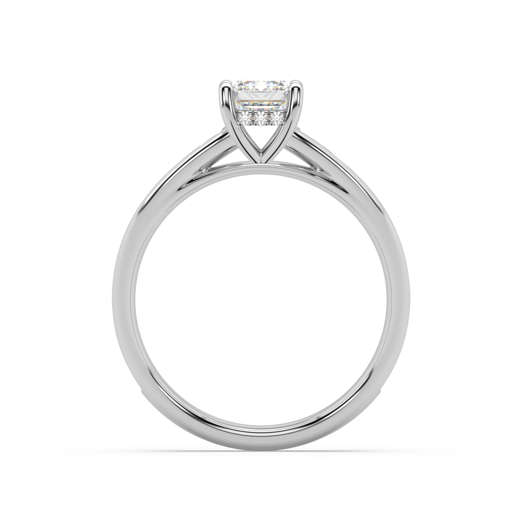 Carmen Hidden Halo Emerald Cut Lab Grown Channel 18K Engagement Ring