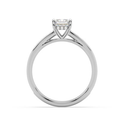 Carmen Hidden Halo Emerald Cut Lab Grown Channel 18K Engagement Ring