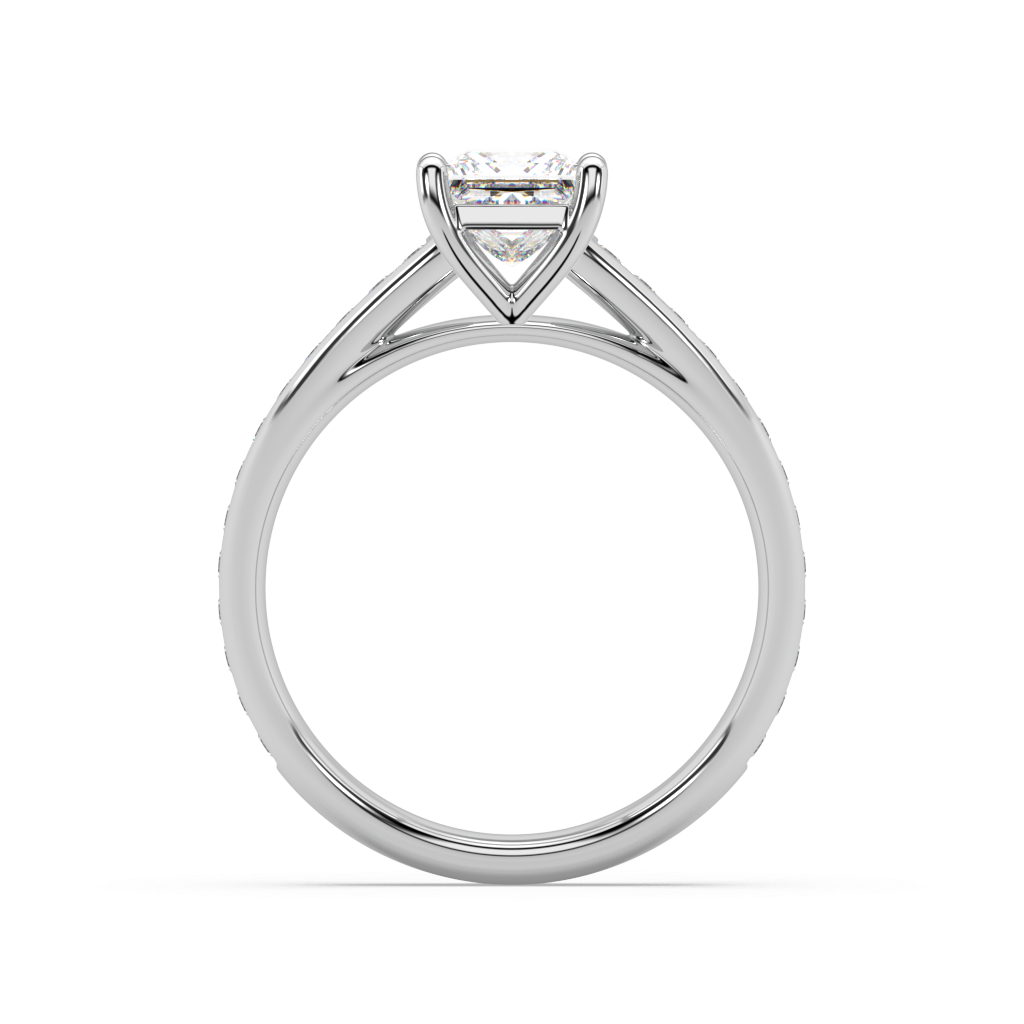 Carmen Classic Prong Princess Cut Lab Grown Channel 18K Engagement Ring