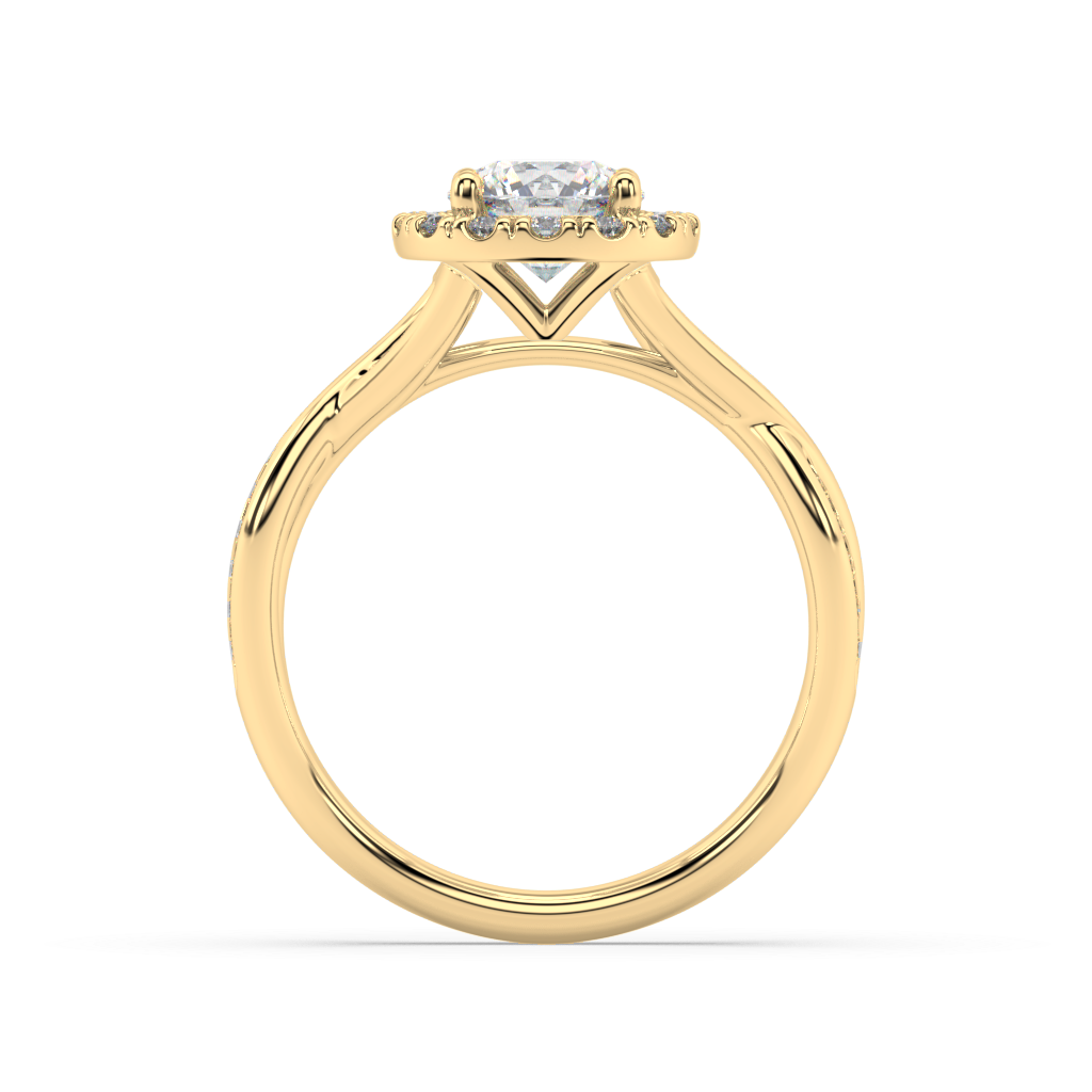 Halo Round Lab Grown Channel 18K Engagement Ring