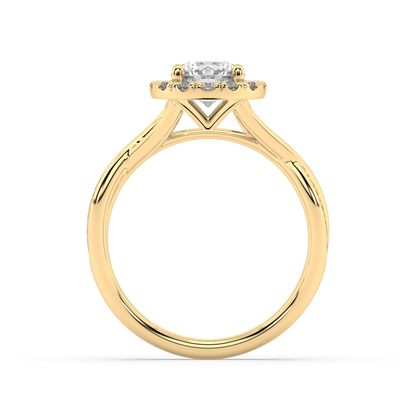 Halo Round Lab Grown Channel 18K Engagement Ring