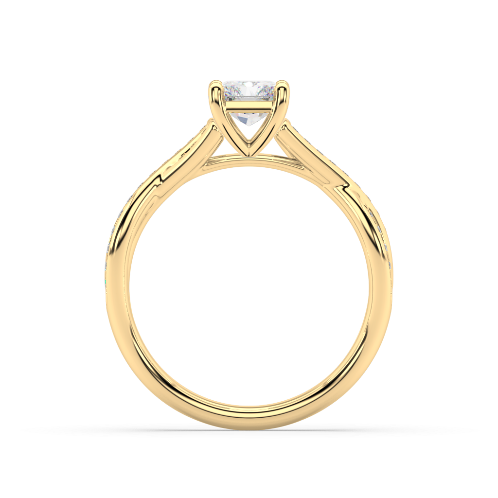 Classic Prong Radiant Cut Lab Grown Channel 18K Engagement Ring