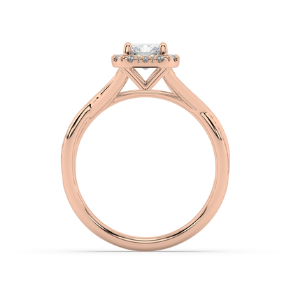 Halo Radiant Cut Lab Grown Channel 18K Engagement Ring