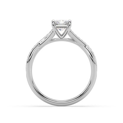 Classic Prong Radiant Cut Lab Grown Channel 18K Engagement Ring