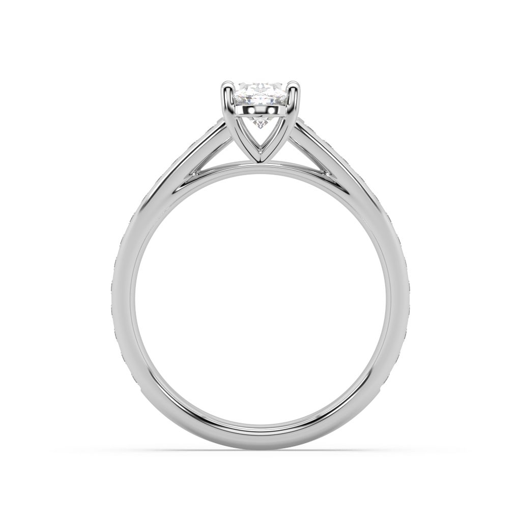 Carmen Classic Prong Oval Cut Lab Grown Channel 18K Engagement Ring