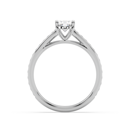 Carmen Classic Prong Oval Cut Lab Grown Channel 18K Engagement Ring