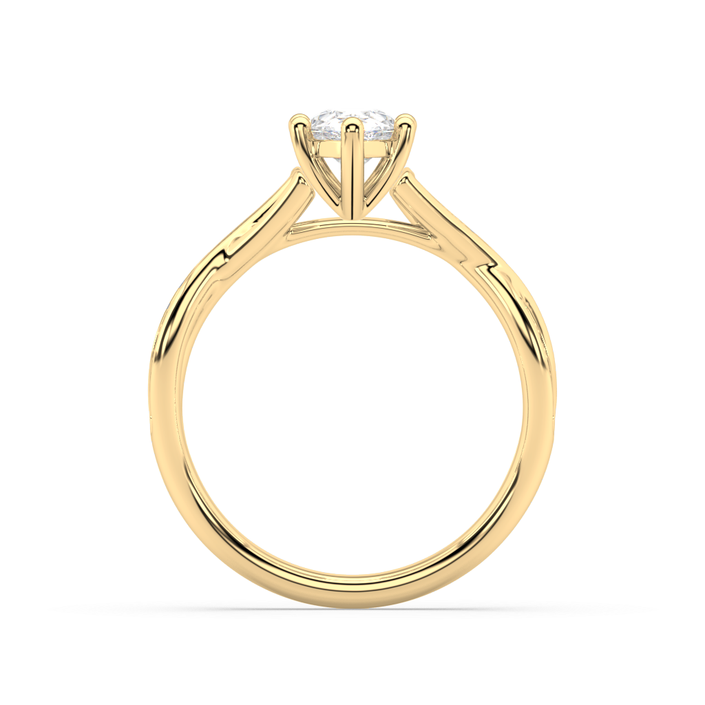 Classic Prong Pear Cut Lab Grown Channel 18K Engagement Ring