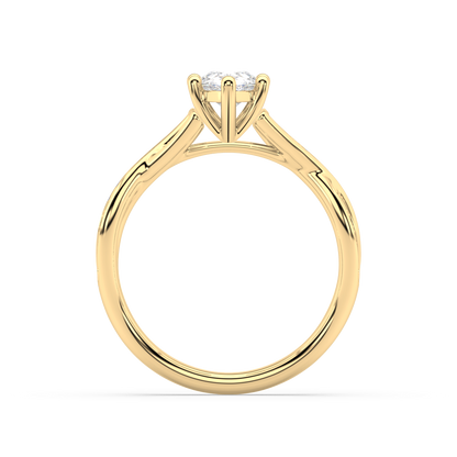 Classic Prong Pear Cut Lab Grown Channel 18K Engagement Ring