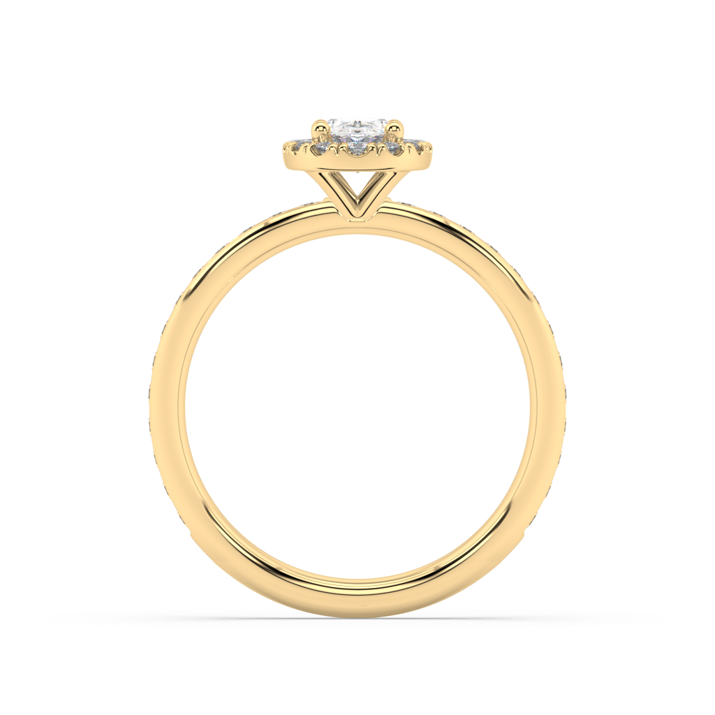 Halo Oval Cut Lab Grown Prong 18K Engagement Ring