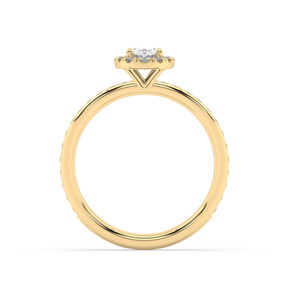 Halo Oval Cut Lab Grown Prong 18K Engagement Ring