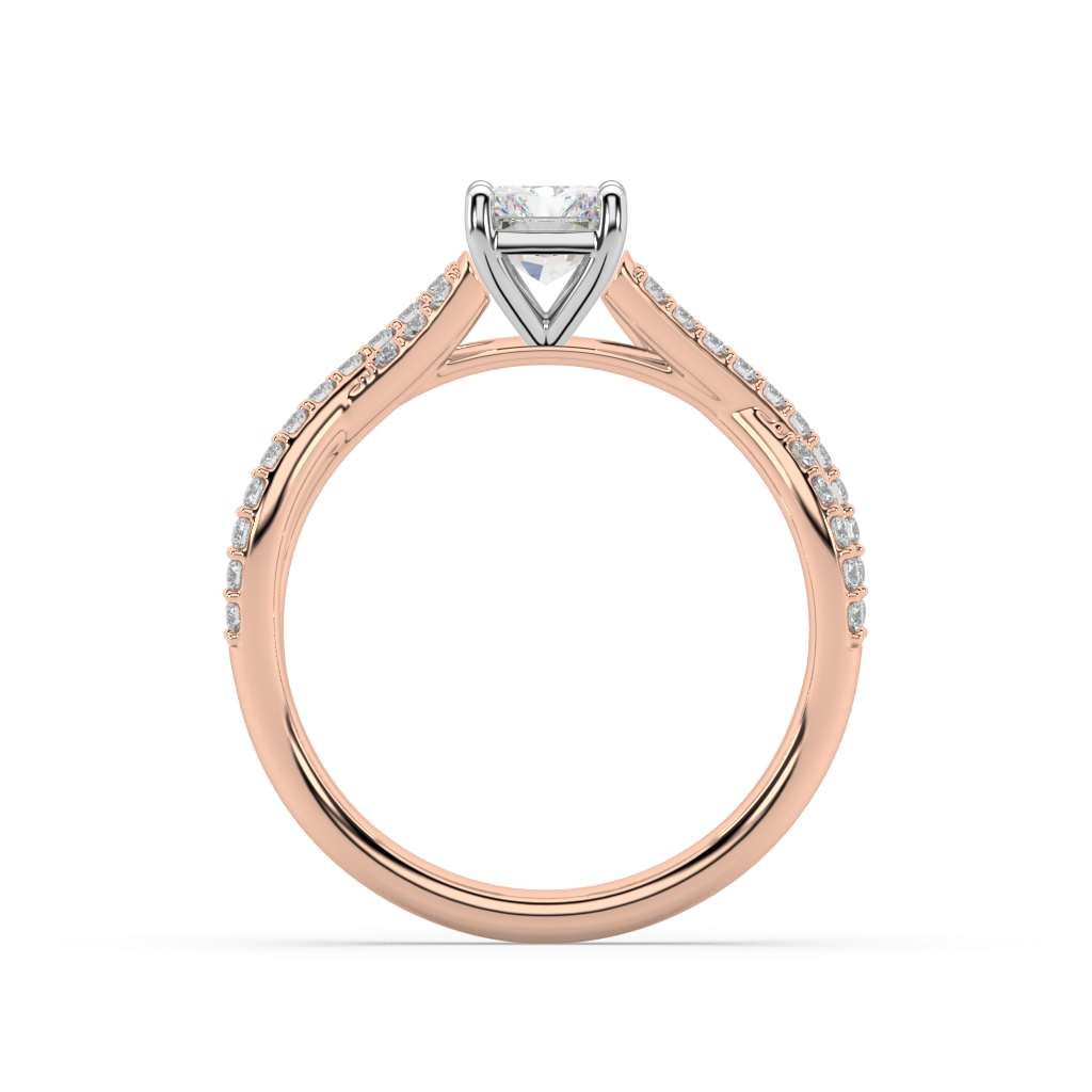 Classic Prong Radiant Cut Lab Grown Channel 18K Engagement Ring