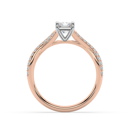 Classic Prong Radiant Cut Lab Grown Channel 18K Engagement Ring