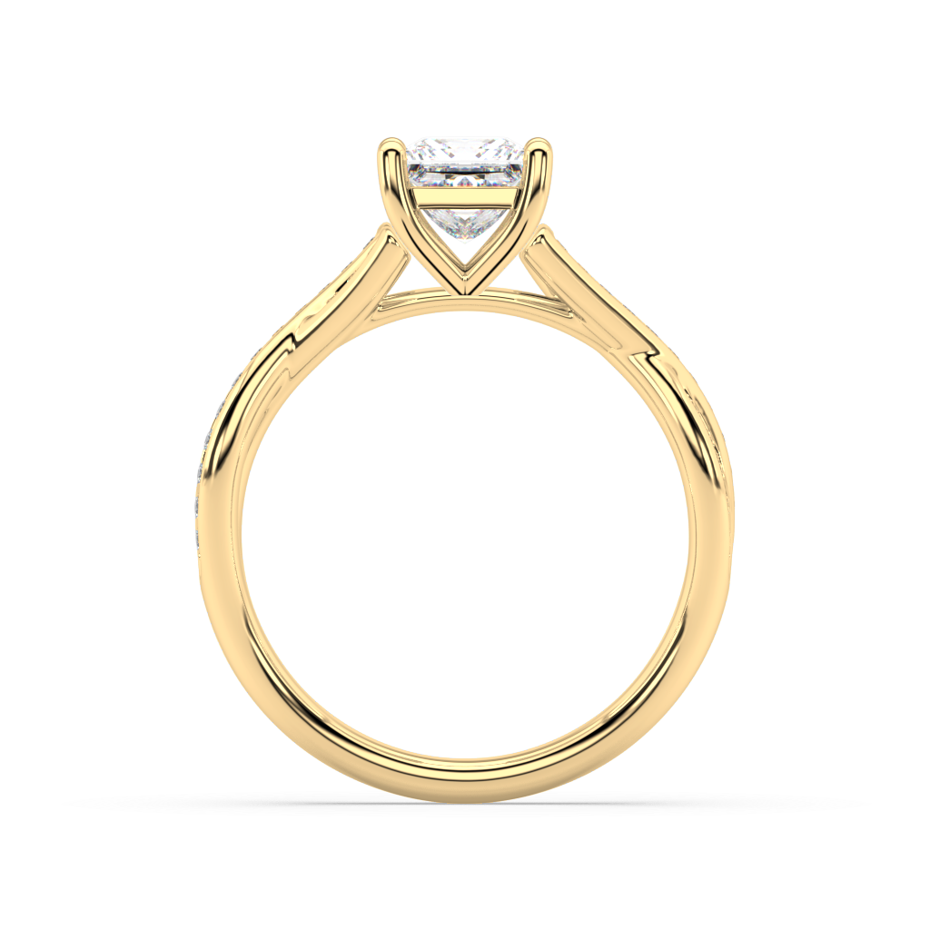 Classic Prong Princess Cut Lab Grown Channel 18K Engagement Ring