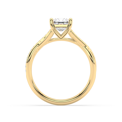 Classic Prong Princess Cut Lab Grown Channel 18K Engagement Ring