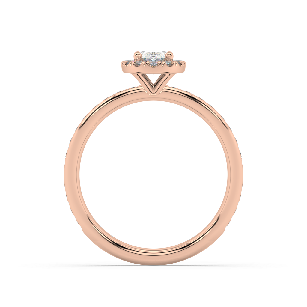 Halo Oval Cut Lab Grown Channel 18K Engagement Ring