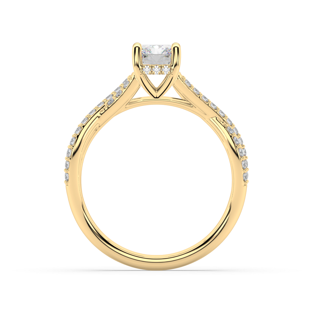 Hidden Halo Radiant Cut Lab Grown Channel 18K Engagement Ring