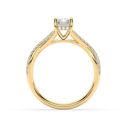 Hidden Halo Radiant Cut Lab Grown Channel 18K Engagement Ring