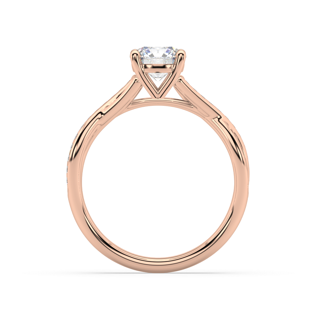 Classic Prong Round Lab Grown Channel 18K Engagement Ring