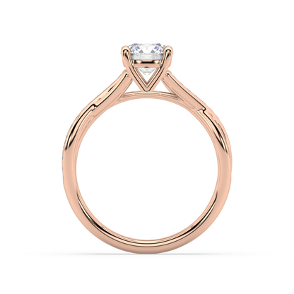 Classic Prong Round Lab Grown Channel 18K Engagement Ring