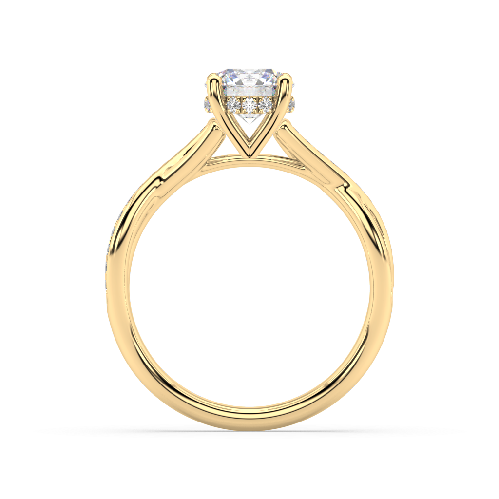 Hidden Halo Round Lab Grown Channel 18K Engagement Ring