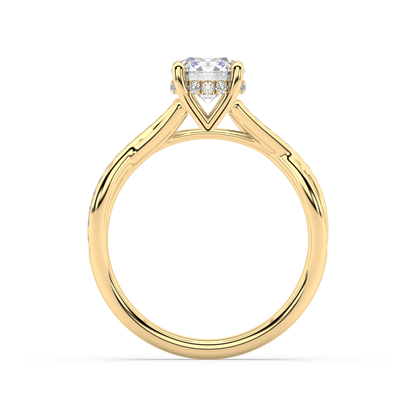 Hidden Halo Round Lab Grown Channel 18K Engagement Ring