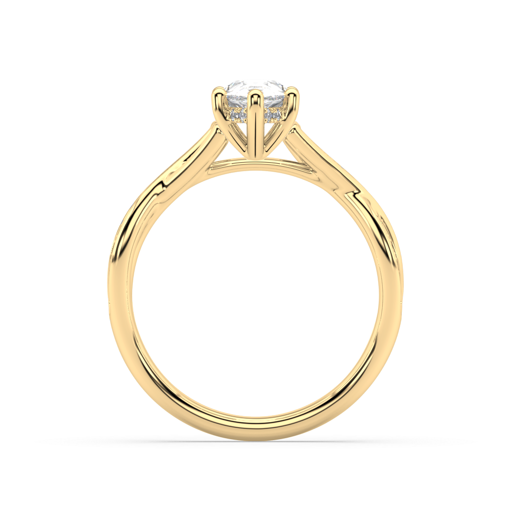 Hidden Halo Pear Cut Lab Grown Channel 18K Engagement Ring