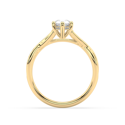 Hidden Halo Pear Cut Lab Grown Channel 18K Engagement Ring