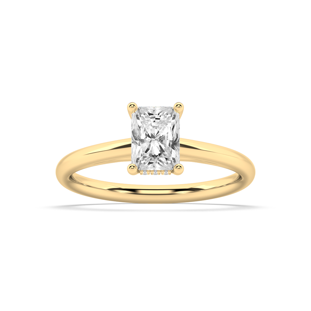 Carmen Hidden Halo Radiant Cut Lab Grown Plain 18K Engagement Ring