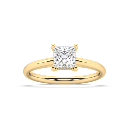 Carmen Hidden Halo Princess Cut Lab Grown Plain 18K Engagement Ring