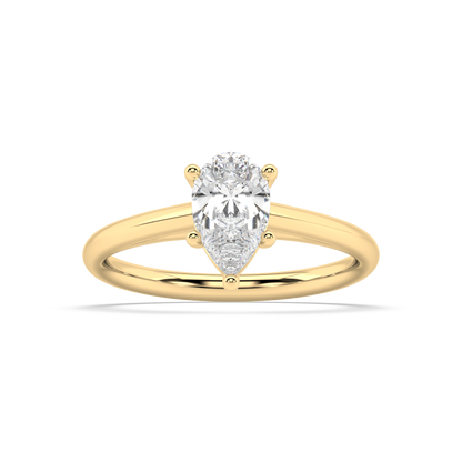 Carmen Classic Prong Pear Cut Lab Grown Plain 18K Engagement Ring