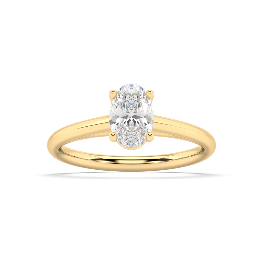 Carmen Classic Prong Oval Cut Lab Grown Plain 18K Engagement Ring