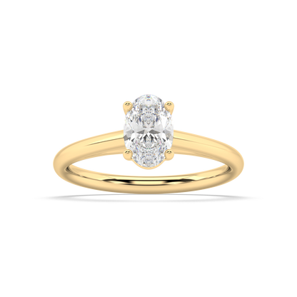 Carmen Classic Prong Oval Cut Lab Grown Plain 18K Engagement Ring