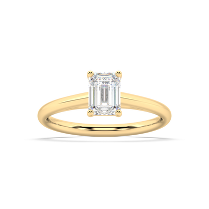 Carmen Classic Prong Emerald Cut Lab Grown Plain 18K Engagement Ring