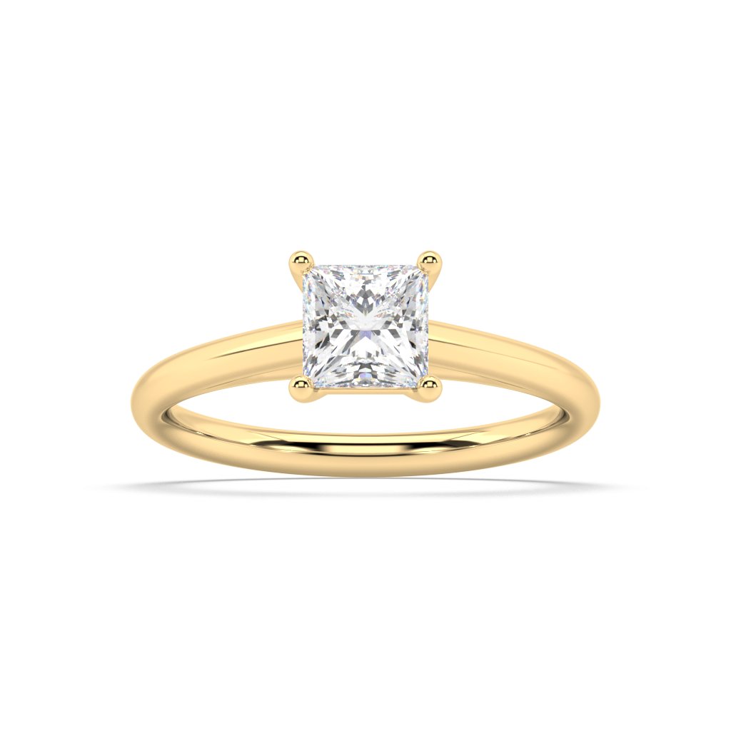 Carmen Classic Prong Princess Cut Lab Grown Plain 18K Engagement Ring