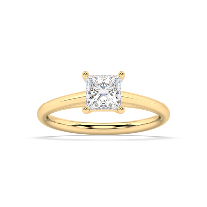 Carmen Classic Prong Princess Cut Lab Grown Plain 18K Engagement Ring