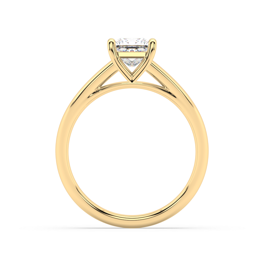 Carmen Classic Prong Princess Cut Lab Grown Plain 18K Engagement Ring