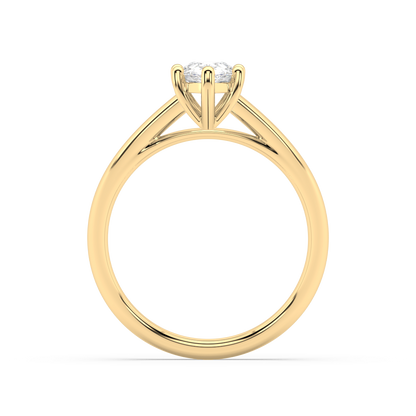 Carmen Classic Prong Pear Cut Lab Grown Plain 18K Engagement Ring