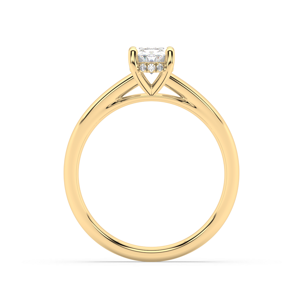 Carmen Hidden Halo Oval Cut Lab Grown Plain 18K Engagement Ring