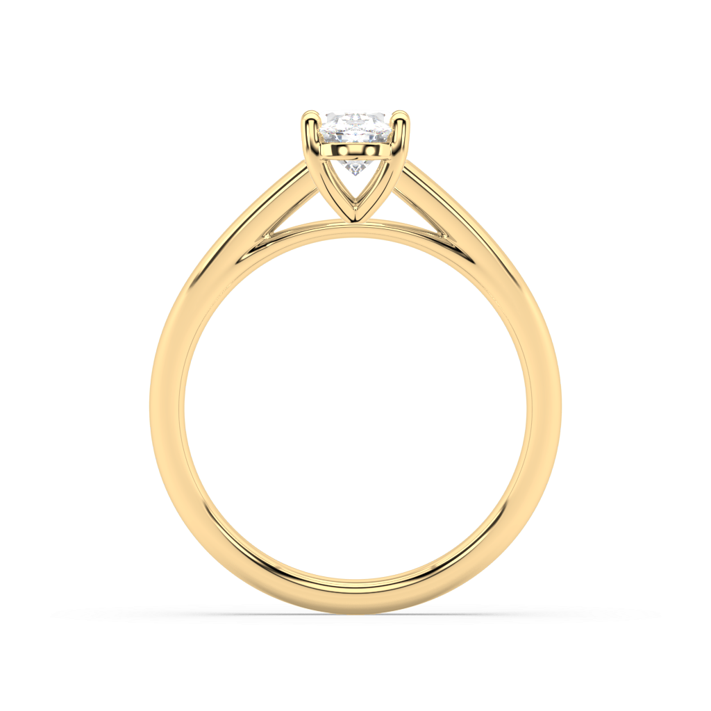 Carmen Classic Prong Oval Cut Lab Grown Plain 18K Engagement Ring