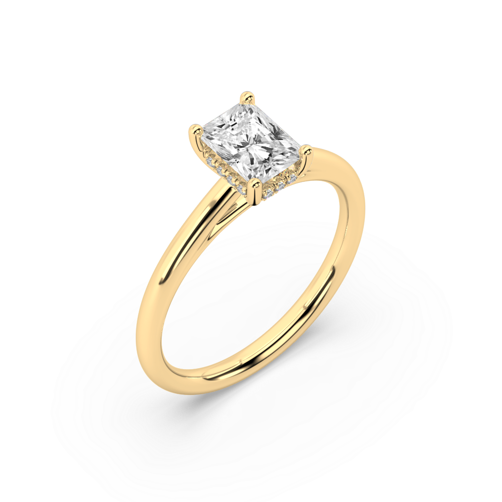 Carmen Hidden Halo Radiant Cut Lab Grown Plain 18K Engagement Ring