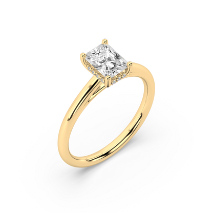 Carmen Hidden Halo Radiant Cut Lab Grown Plain 18K Engagement Ring