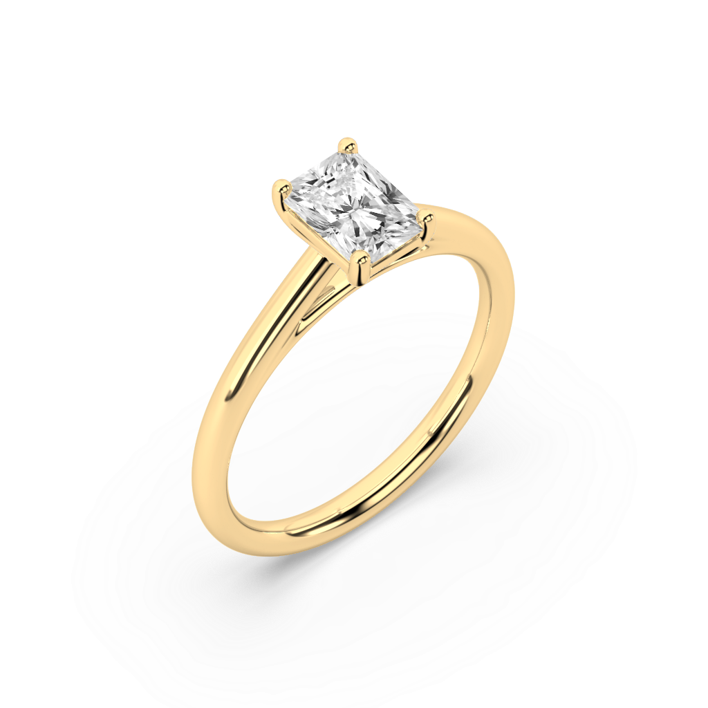 Carmen Classic Prong Radiant Cut Lab Grown Plain 18K Engagement Ring