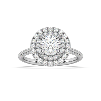 Carmen Double Halo Round Lab Grown Pave 18K Engagement Ring