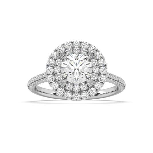 Carmen Double Halo Round Lab Grown Pave 18K Engagement Ring