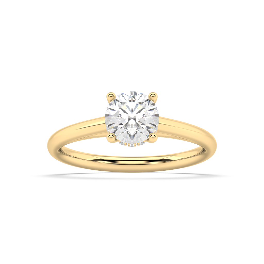 Carmen Hidden Halo Round Lab Grown Plain 18K Engagement Ring