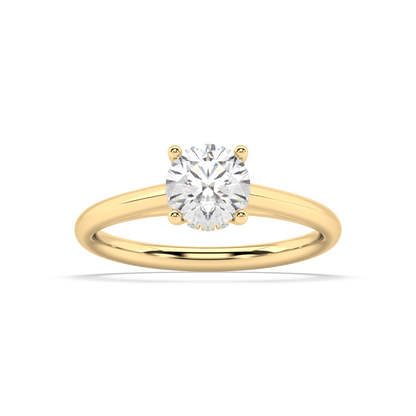 Carmen Hidden Halo Round Lab Grown Plain 18K Engagement Ring