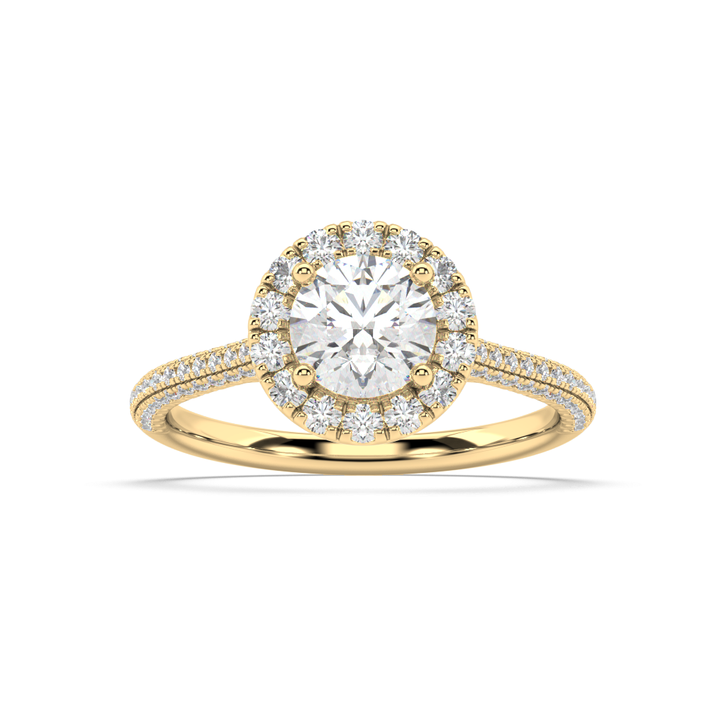 Carmen Halo Round Lab Grown Pave 18K Engagement Ring